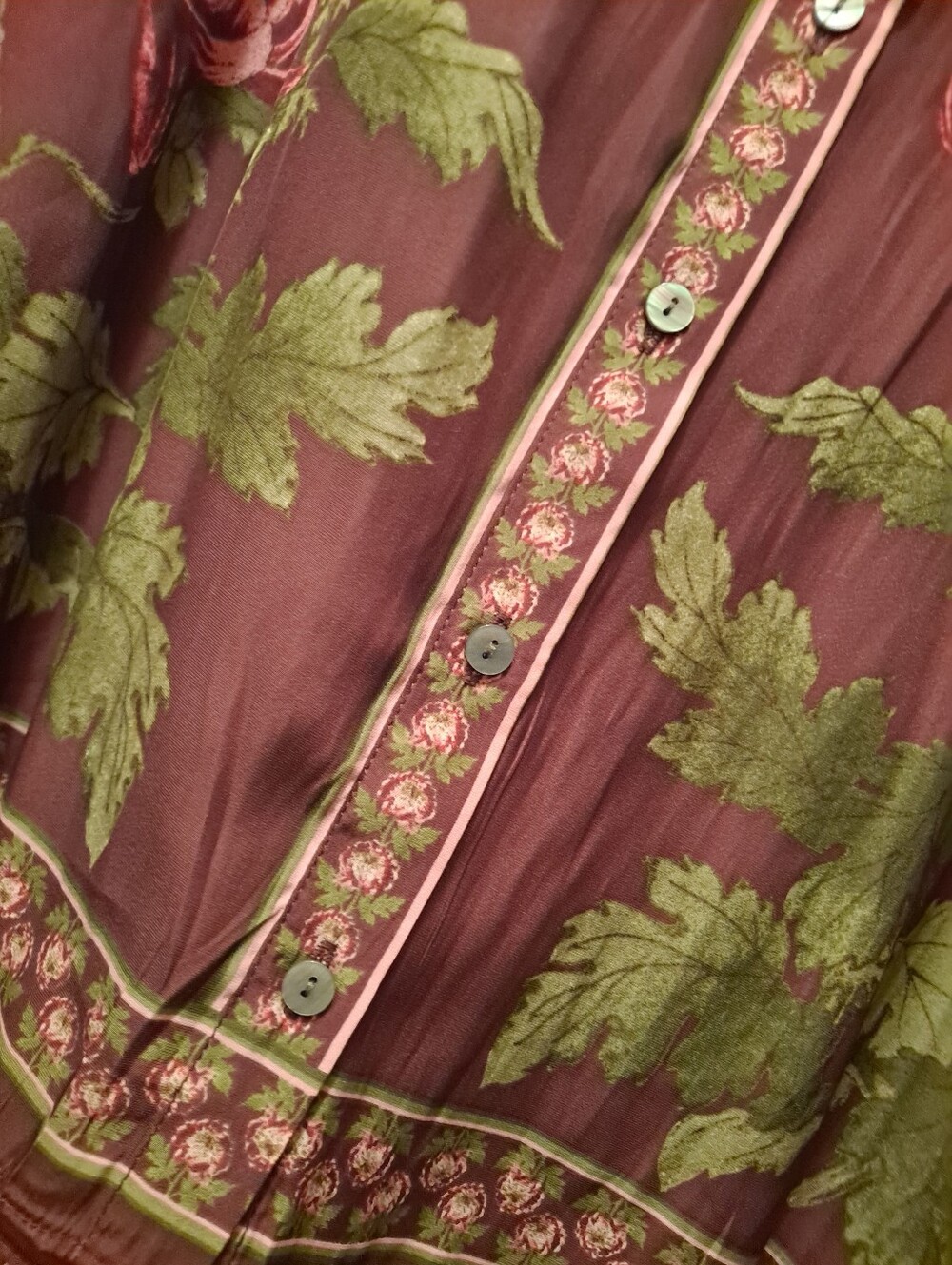 Rose & Olive button-down shirt vibrant pink and green Floral Pattern - Picture 6 of 16